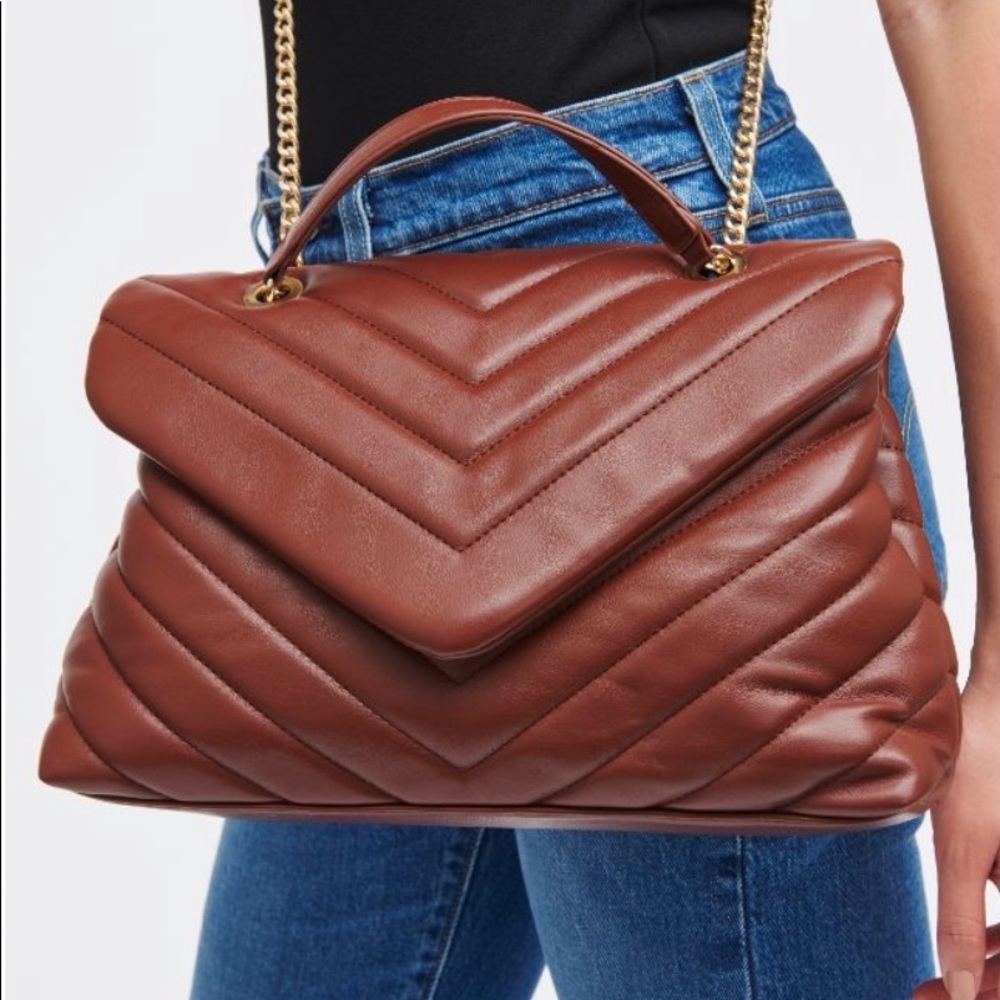 A vegan leather bag this bag also comes in black and burgundy